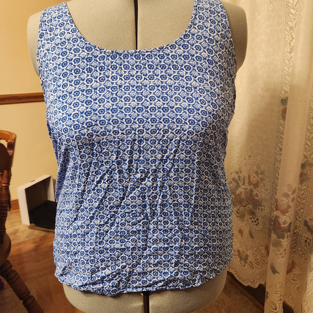 Old Navy Blue Geometric Tank Top